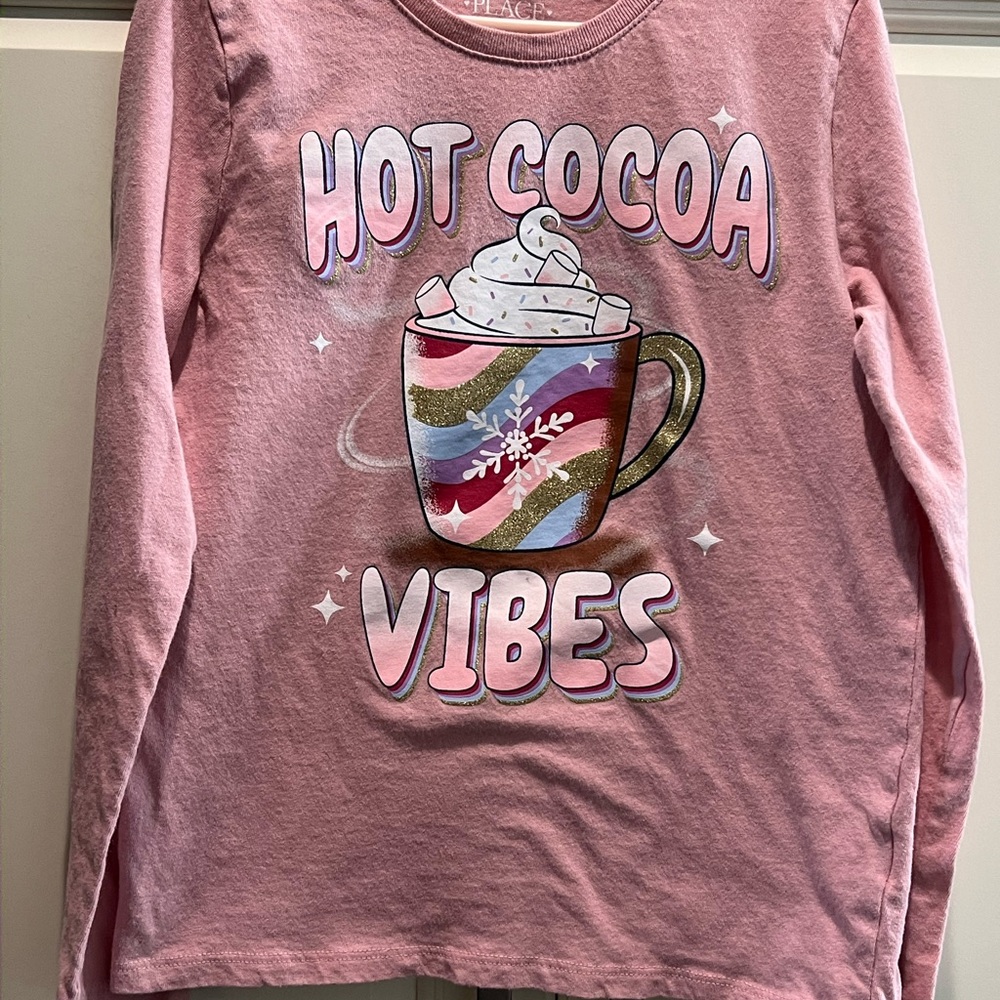 Children’s Place “Hot Cocoa Vibes” long sleeve shirt. Size 7/8